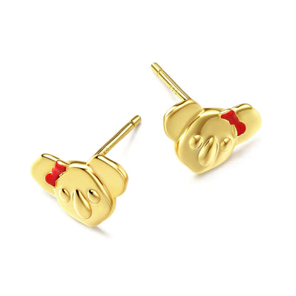 18K GOLD VERMEIL KOALA WITH RED ENAMEL BOW EARRINGS Kuddli & Co