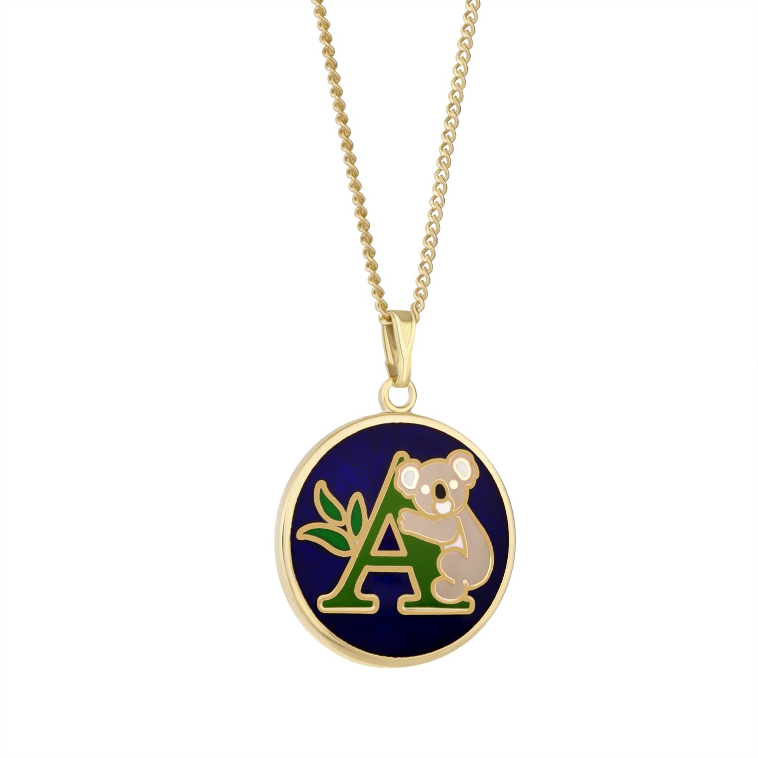 KOALA GOLD PLATED ENAMEL INITIALS PENDANT "A"