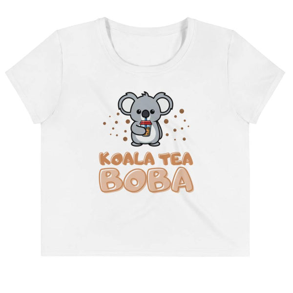 Cute Koala Drinking Boba Tea All-Over Print Crop Tee - Kuddli & Co
