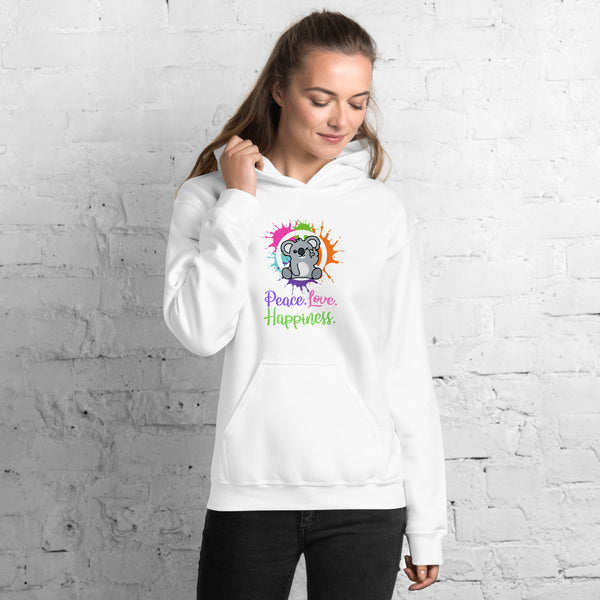 Peace Love Happiness Koala Unisex Hoodie